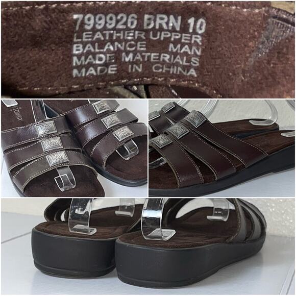 MINNETONKA Brown Leather Slip On Sandals Western Boho Women's Size 10 - Picture 6 of 16